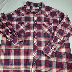 Big Mac Workwear Flannel Shirt–3XL–Red/Navy Plaid–Heavyweight Vintage Style